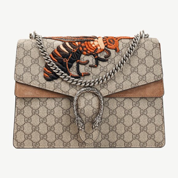 Gucci Dionysus Beige Ebony GG Supreme Monogram Limited Edition Bee Bag - Picture 1 of 15